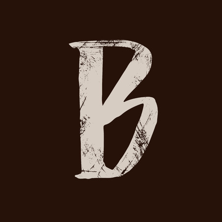 Letter B handwritten by dry brush grunge style elegant alphabet.のイラスト素材