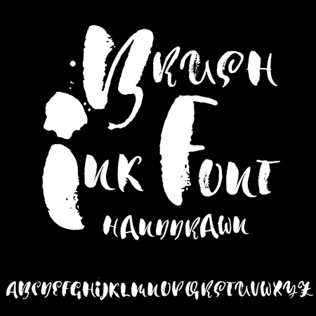 Handdrawn dry brush font. Modern brush lettering. Grunge style alphabet. Vector illustration.のイラスト素材