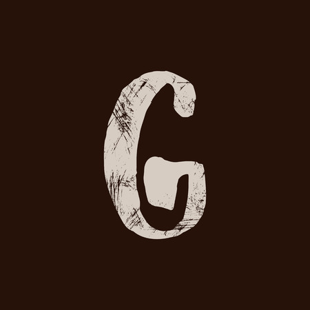 Letter G. Handwritten by dry brush. Rough strokes textured font. Vector illustration. Grunge style elegant alphabet.のイラスト素材