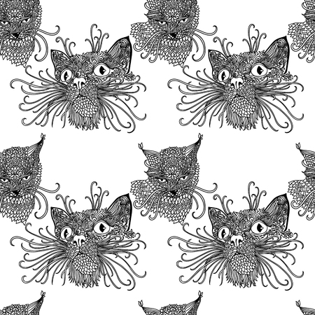 Seamless pattern with cute cats.のイラスト素材
