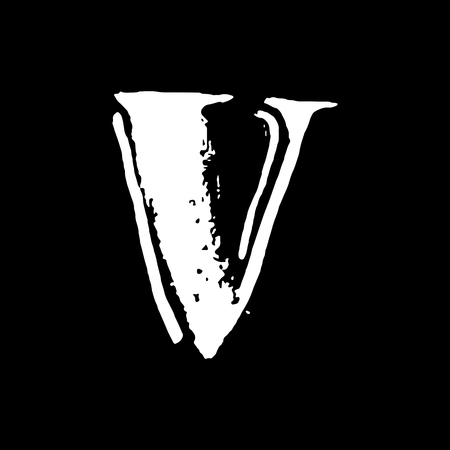 Letter V handwritten by dry brush.のイラスト素材