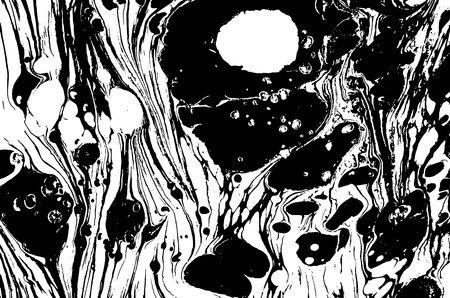 Black and white liquid texture. Watercolor hand drawn marbling illustration. Abstract vector background. Monochrome marble patternのイラスト素材
