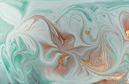 Marble abstract acrylic background. Nature green marbling artwork texture. Golden glitter.の写真素材