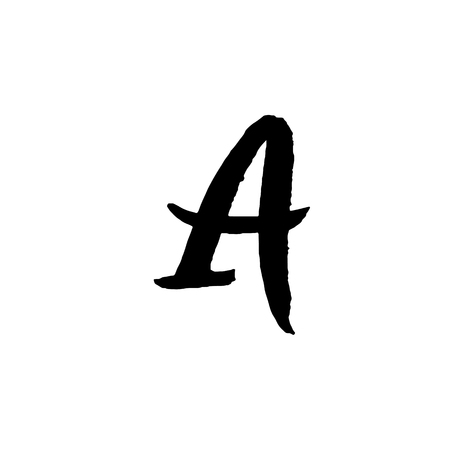 Letter A on Handwritten by dry brush. Rough strokes textured font Vector illustration.のイラスト素材