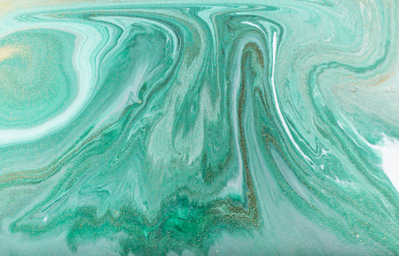 Marble abstract acrylic background. Nature green marbling artwork texture. Golden glitterの写真素材