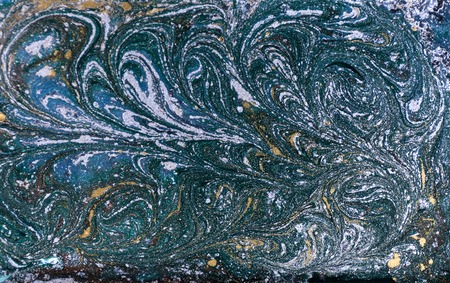 Marble abstract acrylic background. Nature blue and green marbling artwork texture. Gold and silver...