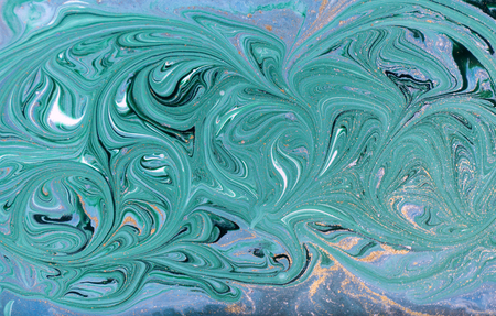 Marble abstract acrylic background. Nature blue and green marbling artwork texture. Gold glitter.の写真素材