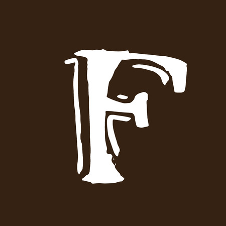 Letter F Handwritten by dry brush, Rough strokes textured font, Grunge style elegant alphabet.のイラスト素材
