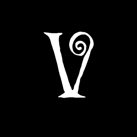 Letter V, Handwritten by dry brush, Rough strokes textured font.のイラスト素材