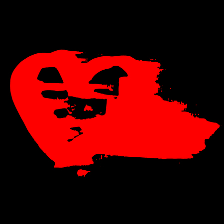 Grunge red heart. Valentine day print. Vector illustrationのイラスト素材
