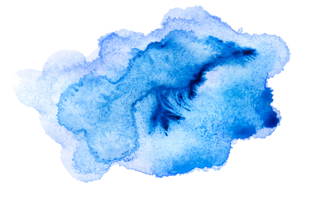Watercolor hand drawn blue spot texture isolated on white background.の写真素材