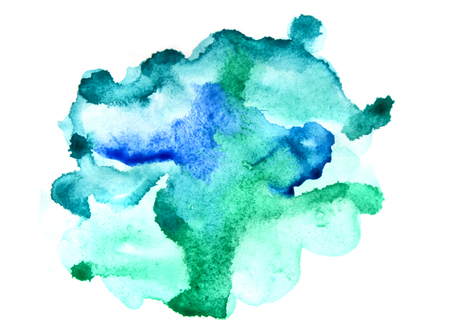 Watercolor hand drawn blue spot texture isolated on white background.の写真素材