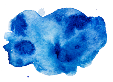 Watercolor hand drawn blue spot texture isolated on white background.の写真素材
