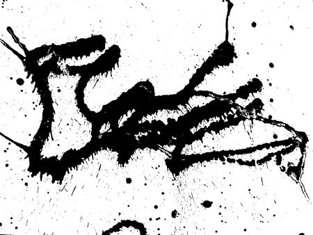 Hand-made grunge texture. Abstract ink drops background. Black and white grunge illustration. Vector watercolor artwork pattern.のイラスト素材