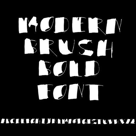 Handdrawn dry brush font. Modern brush lettering. Grunge style alphabet. Vector illustrationのイラスト素材