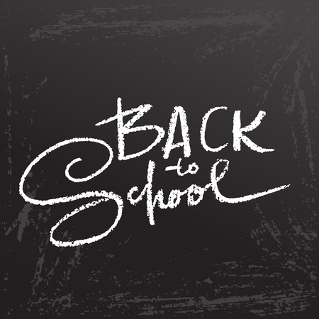 Back to school. Clalk lettering on blackboard surface. Typography poster. Vector illustrationのイラスト素材