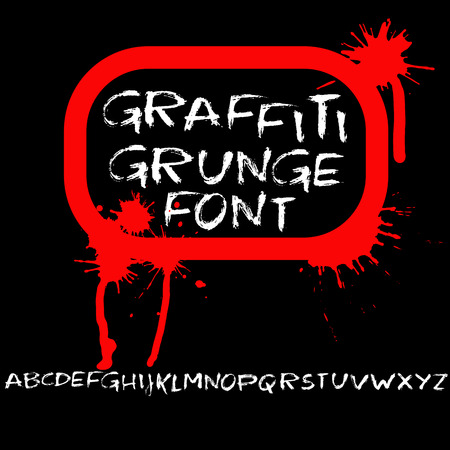 Grunge distress font. Modern dry brush ink letters. Handwritten alphabet. Vector illustration.のイラスト素材