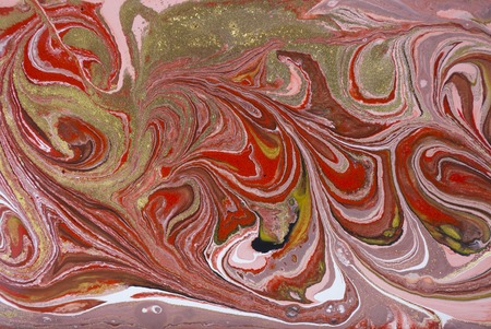Marble abstract acrylic background. Pink and red marbling artwork texture. Agate ripple pattern. Gold powderの写真素材
