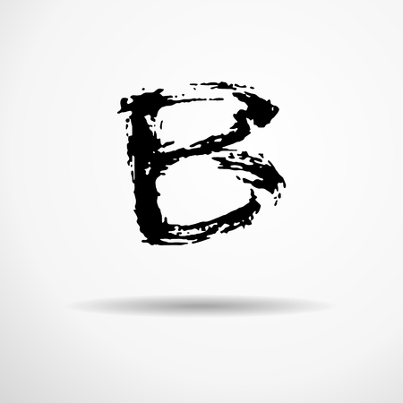 Letter A. Handwritten by dry brush. Rough strokes textured font. Vector illustration. Grunge style alphabetのイラスト素材