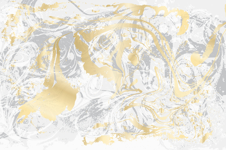 White and gray marble texture. Gold marbled pattern. Light vector surfaceのイラスト素材