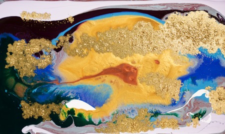 Marble abstract acrylic background. Marbling artwork texture. Agate ripple pattern. Gold powder