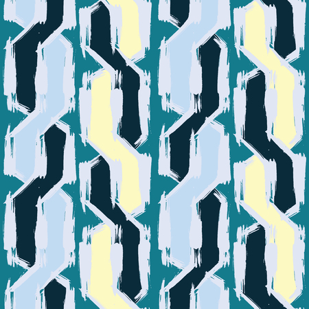 Grunge seamless pattern. Abstract dry brush strokes background. Green and yellow hand drawn texture. Vector illustrationのイラスト素材
