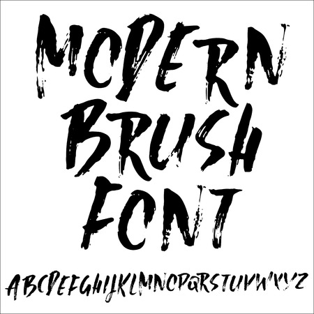 Hand drawn modern dry brush lettering. Grunge style alphabet. Handwritten font. Vector illustrationのイラスト素材
