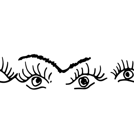 Eye and eyebrow ornament. Black and white vector illustrationのイラスト素材
