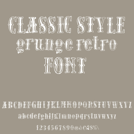 Grunge vintage whiskey font. Old handcrafted display skript. Modern brush label lettering. Vector typography illustrationのイラスト素材