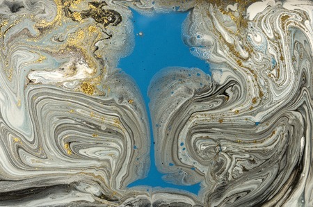Marble abstract acrylic background. Marbling artwork texture. Agate ripple pattern. Gold powder.