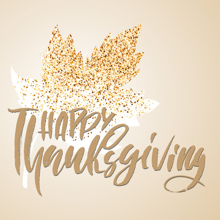 Handwritten Thanksgiving lettering. Happy Thanksgiving card template. Typography banner. Calligraphy poster. Vector illustrationのイラスト素材