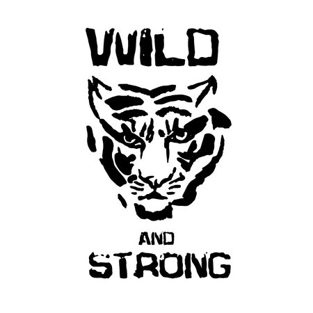 Wild and strong. Tiger head vector. Modern ink brush drawing animal head. Vector illustrationのイラスト素材