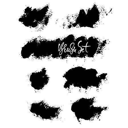 Vector set of splash stains texture banners. Black and white abstract vector illustrationのイラスト素材
