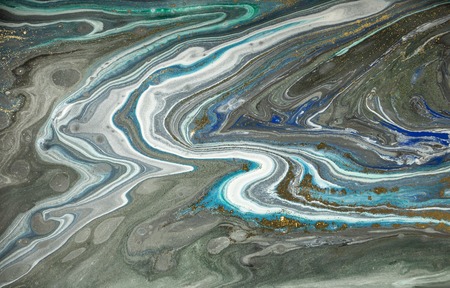 Gold marbling texture design. Blue and golden marble pattern. Fluid art.
