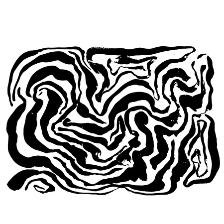 Brush painted wave pattern. Black and white stripes grunge background.の写真素材