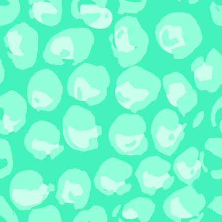 Vector illustration leopard print seamless pattern. Green hand drawn background.の写真素材