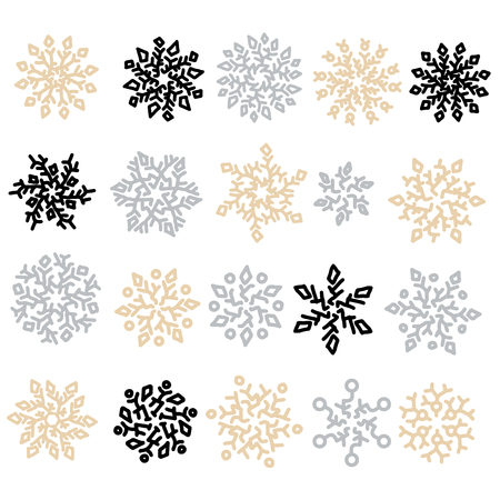 Set of snowflakes. Holiday collection. Snowflakes collection isolated on white background. Vector illustrationのイラスト素材