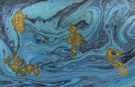 Marble abstract acrylic background. Blue marbling artwork texture.の写真素材