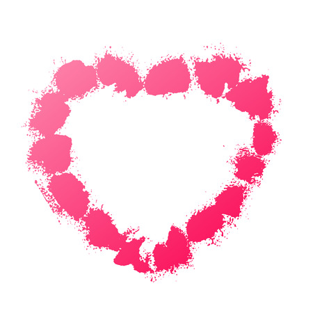 Splash stains texture heart. Pink abstract spray frame. Vector illustrationのイラスト素材