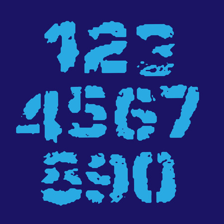 Drunge numbers set. Stamp ink digits. Vector illustrationのイラスト素材