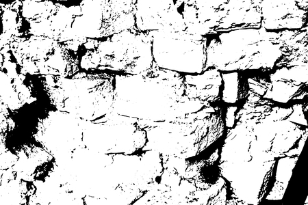 Grunge old brick texture. Vector black and white illustration.のイラスト素材