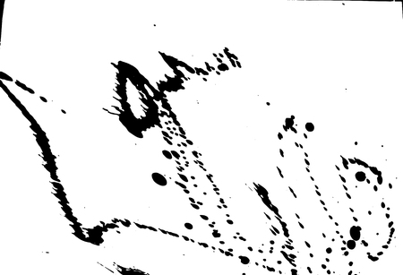 Ink grunge drops texture. Black hand drawn splashes and stains on white backgroundのイラスト素材