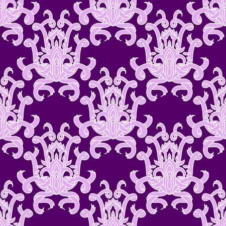 Vector damask seamless retro pattern. Curve ribbon ornament. Elegant luxury design.の写真素材