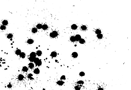 Ink grunge drops texture. Black hand drawn splashes and stains on white backgroundのイラスト素材