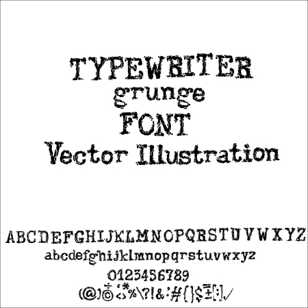 Vector old typewriter font. Vintage font. Old grunge fontのイラスト素材