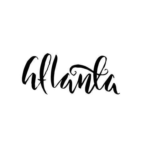 Atlanta, USA. Typography dry brush lettering design. Hand drawn calligraphy poster. Vector illustrationのイラスト素材