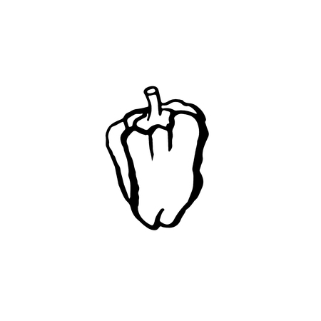 Paprica icon. Brush grunge vector illustrationのイラスト素材