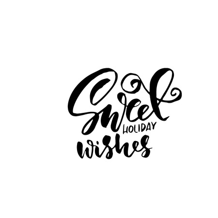 Christmas wishes. Holiday modern dry brush ink lettering for greeting card. Vector illustrationのイラスト素材
