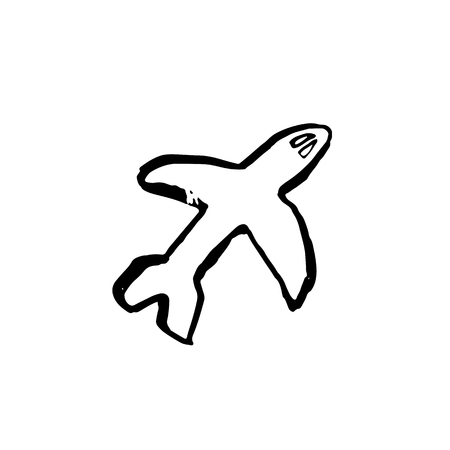 Plane grunge icon. Vector hand drawn brush illustrationのイラスト素材