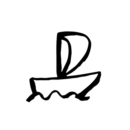 Boat grunge icon. Vector hand drawn illustrationのイラスト素材